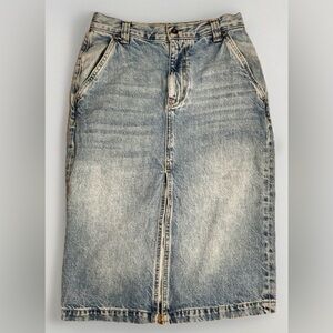 Pilcro Front Slit Midi Jean Skirt